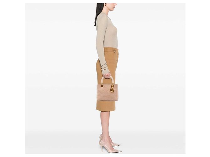 Dior Pink Medium Suede Cannage Lady Dior Rosa - vista 7