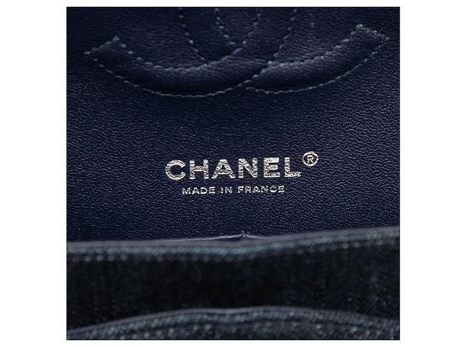 Chanel Blue Medium Classic Strass Embellished Denim Double Flap Blu navy - vista 5