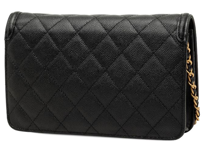 Chanel CC Filigree Wallet On Chain aus schwarzem Kaviarleder - Ansicht 2
