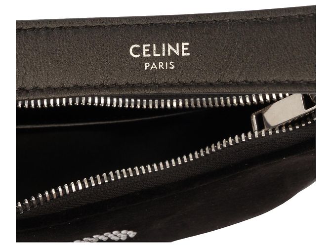 Céline Borsa a tracolla Ava in velluto nero con strass Triomphe Celine - vista 5