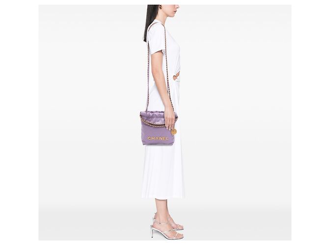 Borsa Chanel 22 Mini in vitello lucido viola Porpora - vista 6