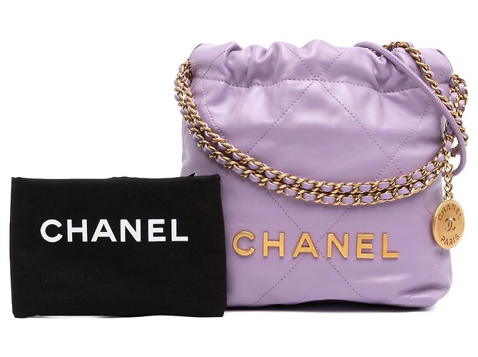 Borsa Chanel 22 Mini in vitello lucido viola Porpora - vista 7