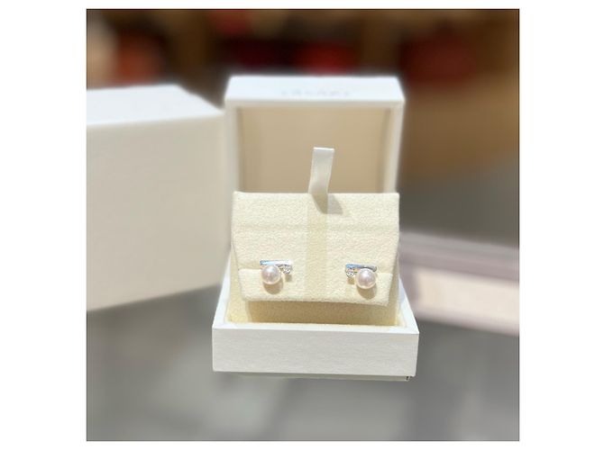 Orecchini Tasaki "petit" balance class in oro giallo 18K con perle e diamanti D'oro - vista 2