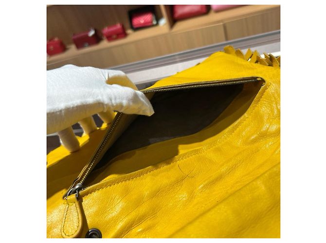 Borsa a tracolla Bottega Veneta in pelle intrecciata gialla - vista 8