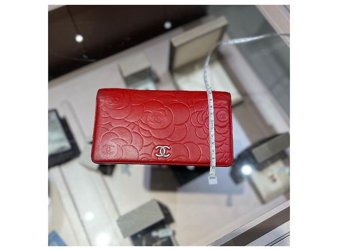 Chanel Camellia Wallet On Chain Red Leather - view 6