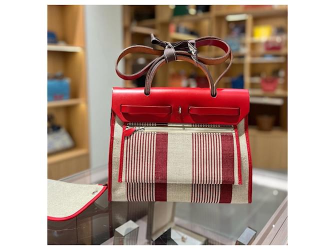 Borsa Hermès Herbag Zip 31 Rosso Beige - vista 2