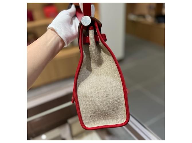Borsa Hermès Herbag Zip 31 Rosso Beige - vista 3