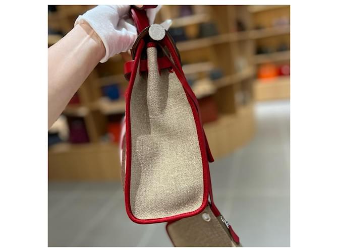 Borsa Hermès Herbag Zip 31 Rosso Beige - vista 4