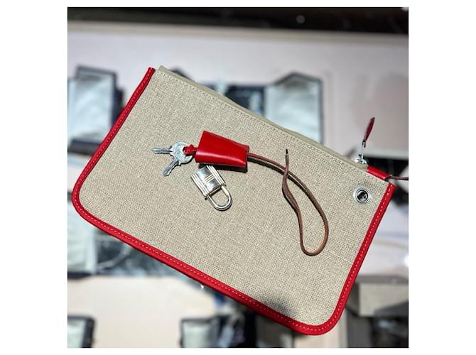 Borsa Hermès Herbag Zip 31 Rosso Beige - vista 6