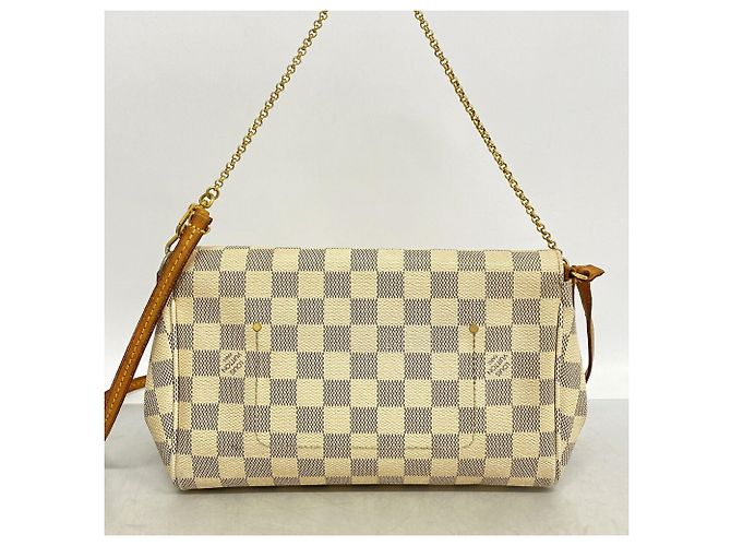 Borsa Louis Vuitton Damier Azur Favorite MM Bianco - vista 14
