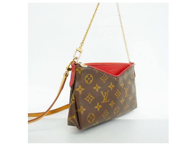 Louis Vuitton Monogram Pallas Clutch Handbag M41638 Brown Fuschia - view 2