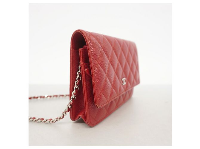Portafoglio a spalla con catena Chanel Matelassé Rosso - vista 2