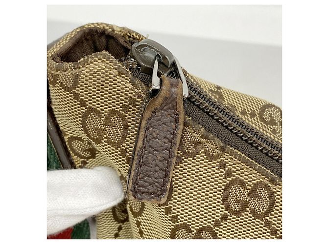Borsa a tracolla Gucci GG Canvas Sherry Line Marrone - vista 8