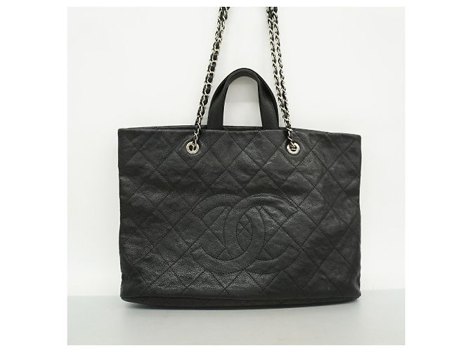 Borsa Tote Chanel in pelle di vitello martellata nera Nero - vista 11
