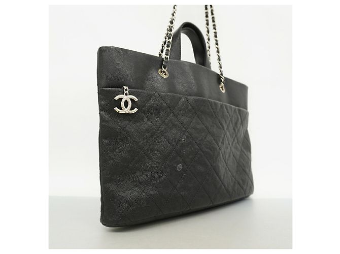 Borsa Tote Chanel in pelle di vitello martellata nera Nero - vista 2