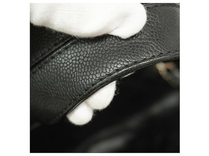 Borsa Tote Chanel in pelle di vitello martellata nera Nero - vista 8
