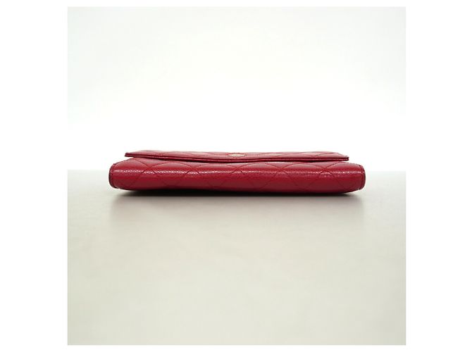 Cartera larga Chanel de piel de becerro granulada roja - vista 2