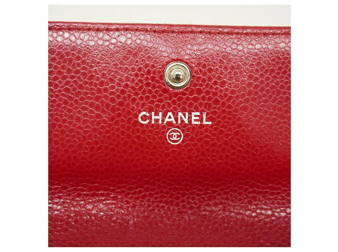 Cartera larga Chanel de piel de becerro granulada roja - vista 4