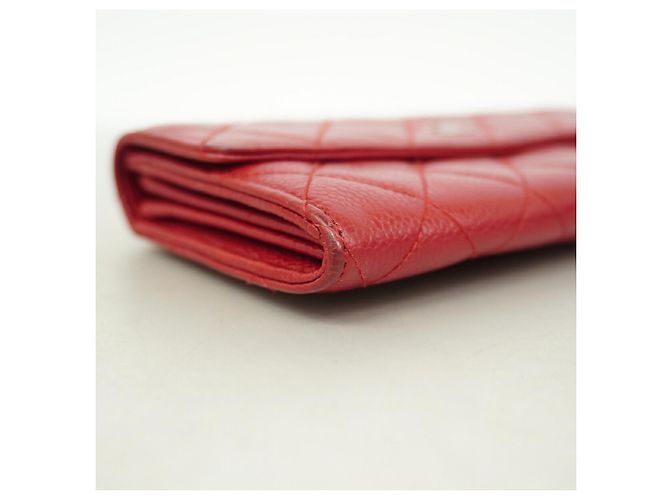 Cartera larga Chanel de piel de becerro granulada roja - vista 6