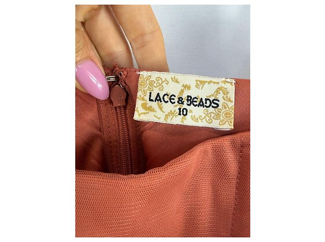 Autre Marque Vestido midi de tul naranja Lace & Beads - vista 2