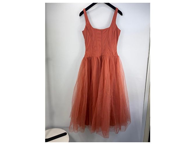 Autre Marque Vestido midi de tul naranja Lace & Beads - vista 3