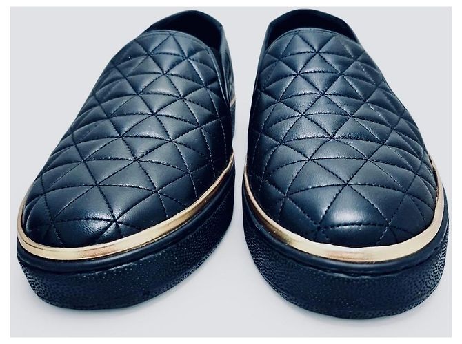 Sneakers Balmain Slip-On in Pelle Matelassé Nero e Oro - Nuove - Full Set D'oro - vista 2