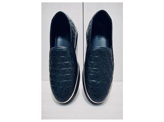 Sneakers Balmain Slip-On in Pelle Matelassé Nero e Oro - Nuove - Full Set D'oro - vista 8