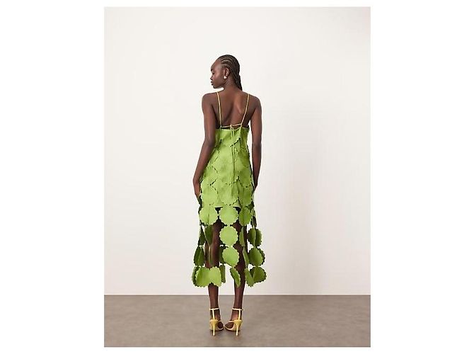 Autre Marque Abito Midi ARRANGE Floreale Verde con Cut-Out - vista 5