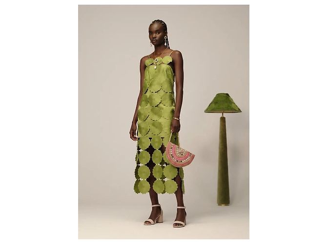 Autre Marque Abito Midi ARRANGE Floreale Verde con Cut-Out - vista 6