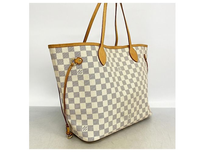 Borsa Tote Louis Vuitton Damier Azur Neverfull MM Bianco - vista 2
