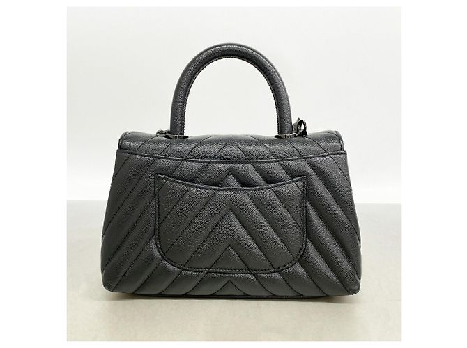 Coco Handle Borsa Chanel in pelle di vitello martellata nera Nero - vista 9