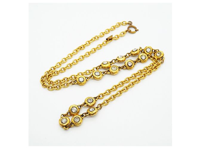 Collana Chanel placcata oro con strass D'oro - vista 3