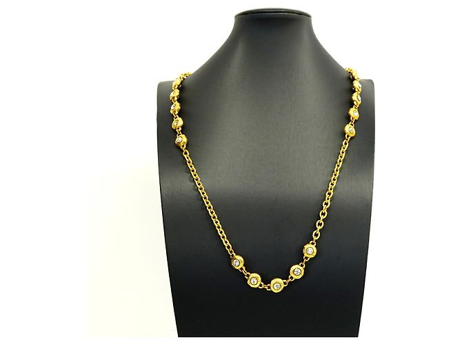Collana Chanel placcata oro con strass D'oro - vista 6