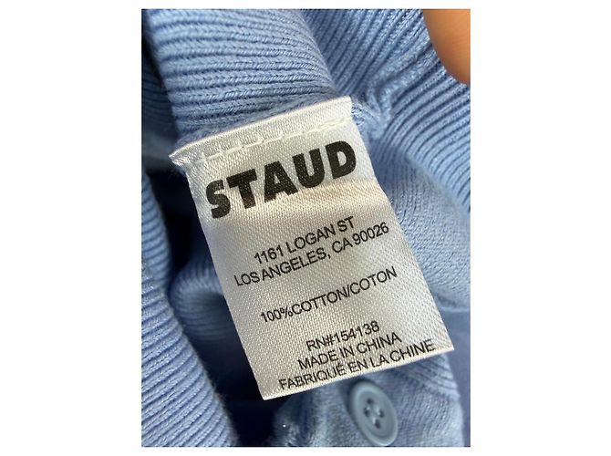 Chaleco abotonado con cuello de algodón Baby Blue Staud Azul claro - vista 3