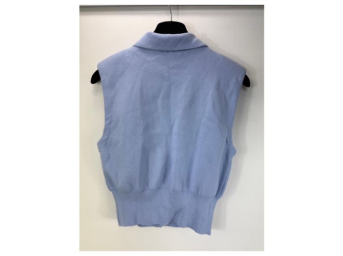 Chaleco abotonado con cuello de algodón Baby Blue Staud Azul claro - vista 4