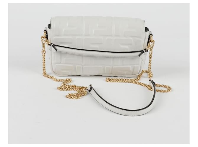 Fendi Mini Borsa Baguette a Spalla Bianco - vista 3