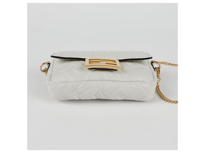 Fendi Mini Borsa Baguette a Spalla Bianco - vista 6