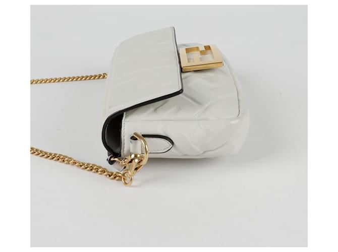 Fendi Mini Borsa Baguette a Spalla Bianco - vista 7