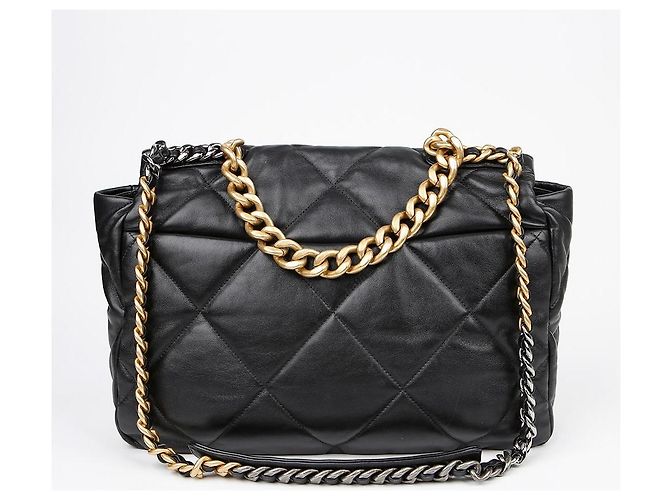 Chanel Borsa a Spalla Maxi Nera in Agnello Nero - vista 3