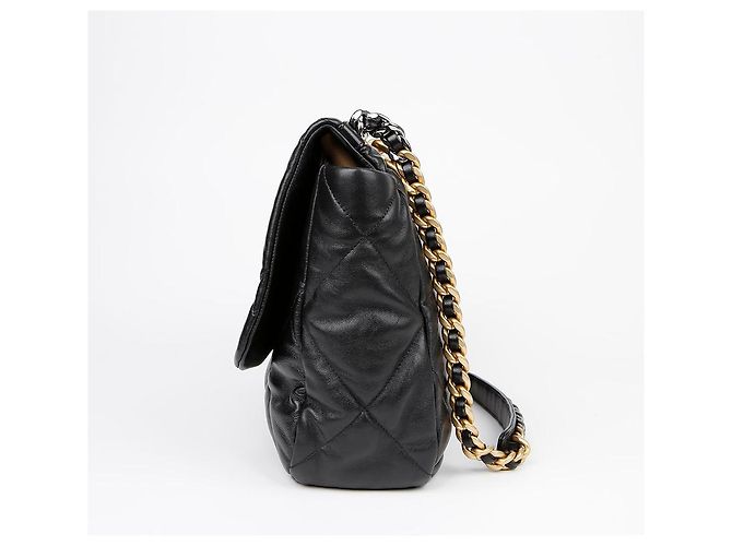 Chanel Borsa a Spalla Maxi Nera in Agnello Nero - vista 4