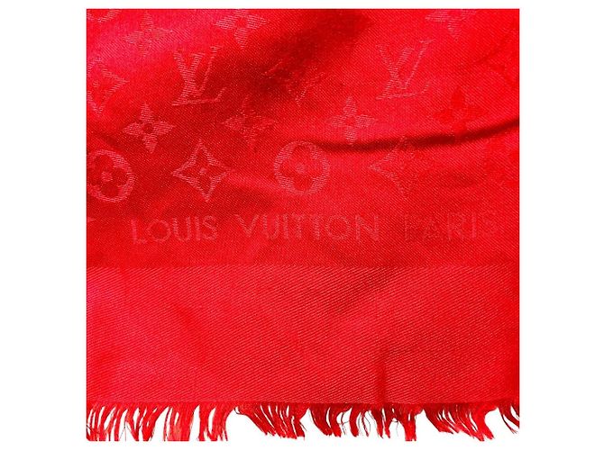 Stola in lana e seta jacquard Monogram Louis Vuitton Rosso - vista 3