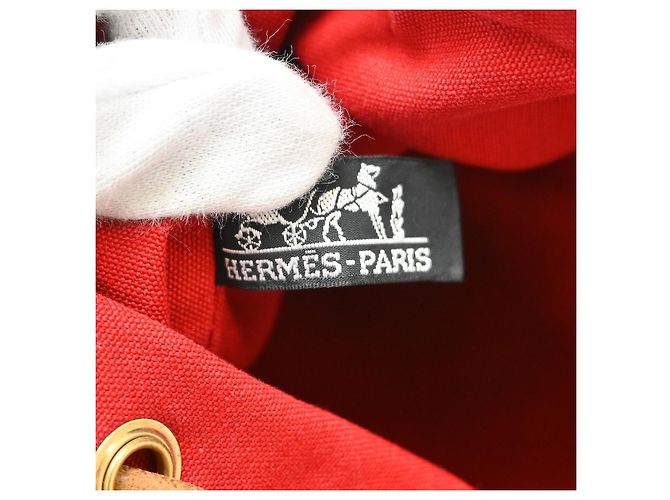 Hermès Polochon Drawstring Cotton Rosso - vista 4