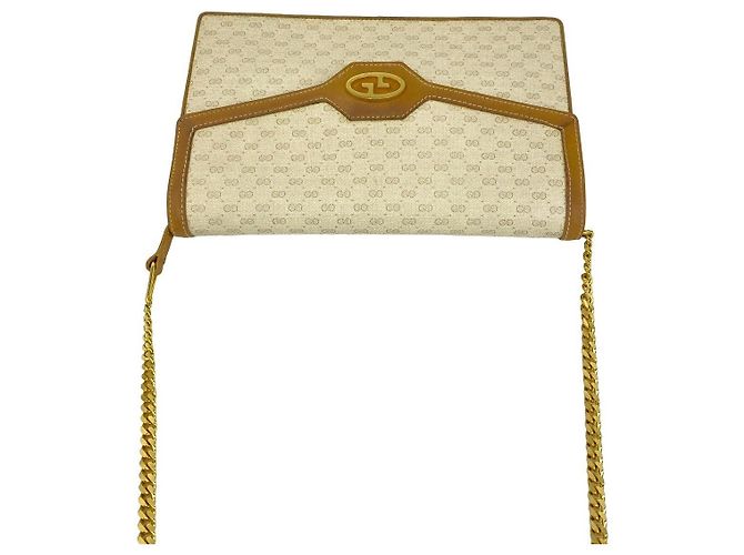 Borsa a tracolla in pelle Gucci Micro GG Marrone Beige - vista 4