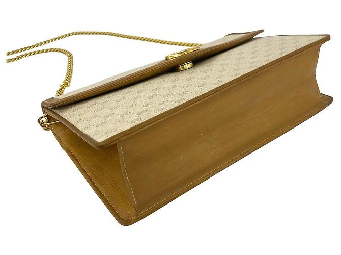 Borsa a tracolla in pelle Gucci Micro GG Marrone Beige - vista 7
