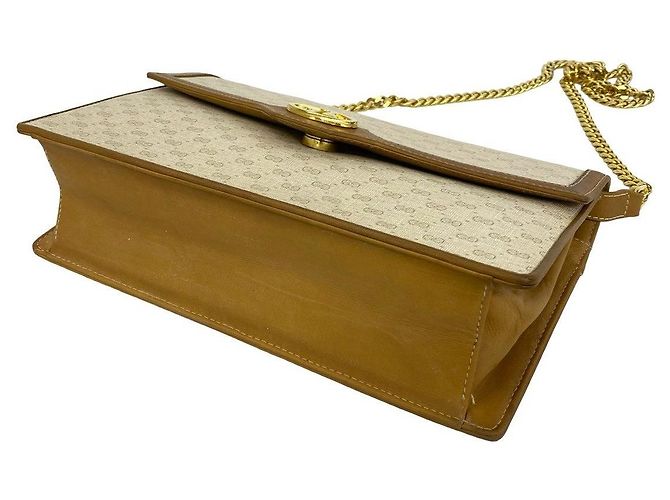 Borsa a tracolla in pelle Gucci Micro GG Marrone Beige - vista 8