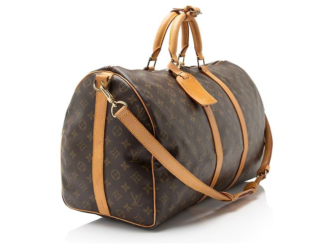 Louis Vuitton Vintage Monogram Canvas Keepall Bandouliere 50 Duffle Marrone - vista 2