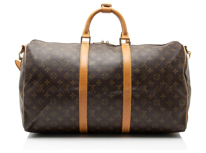 Louis Vuitton Vintage Monogram Canvas Keepall Bandouliere 50 Duffle Marrone - vista 3
