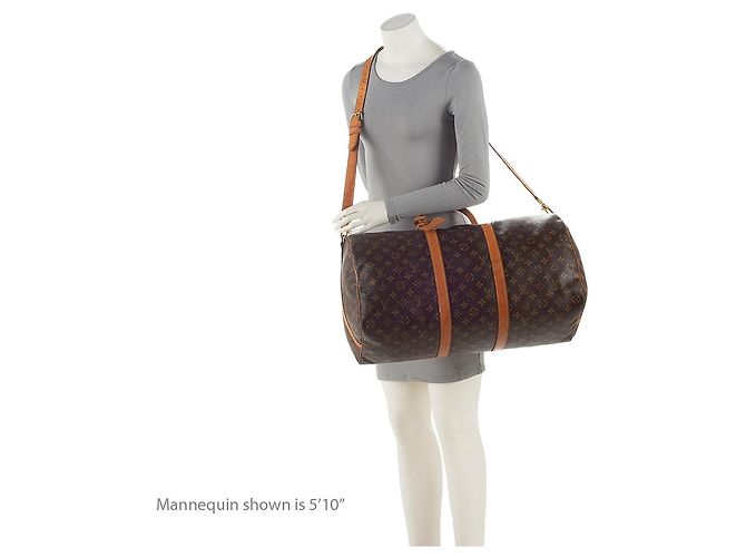 Louis Vuitton Vintage Monogram Canvas Keepall Bandouliere 50 Duffle Marrone - vista 5