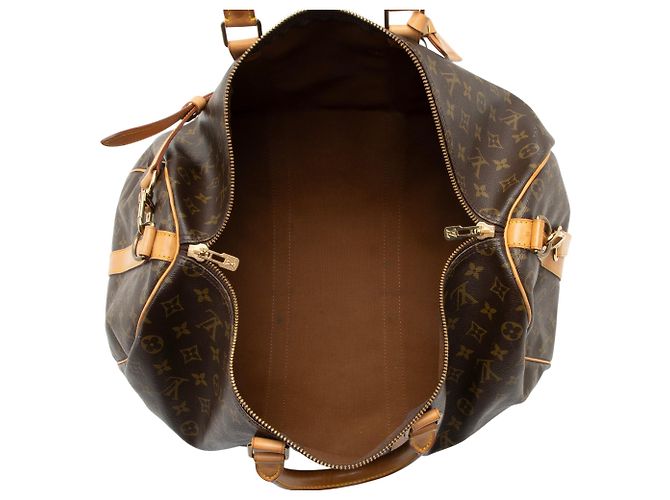 Louis Vuitton Vintage Monogram Canvas Keepall Bandouliere 50 Duffle Marrone - vista 7