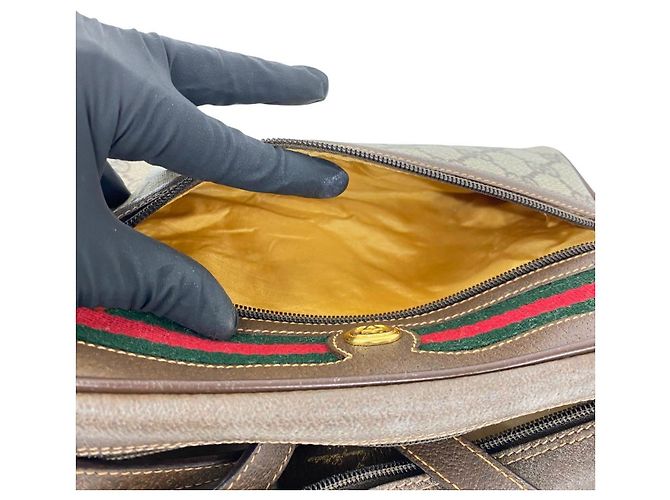 Borsa a tracolla Gucci in tela GG e pelle Marrone - vista 10